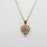 14K Tri-color Fancy 15 Anos Heart C.Z Necklace - Grace Fine Gold
