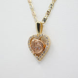 14K Tri-color Fancy 15 Anos Heart C.Z Necklace - Grace Fine Gold