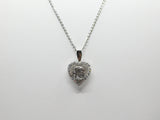 14K White Gold Fancy 15 Anos Heart C.Z Necklace - Grace Fine Gold