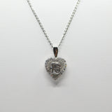 14K White Gold Fancy 15 Anos Heart C.Z Necklace - Grace Fine Gold