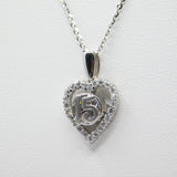 14K White Gold Fancy 15 Anos Heart C.Z Necklace - Grace Fine Gold