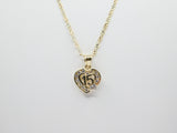 14K Gold 15 Anos Heart C.Z Necklace - Grace Fine Gold