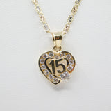 14K Gold 15 Anos Heart C.Z Necklace - Grace Fine Gold