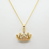 14K Yellow Fancy Heart Crown Necklace - Grace Fine Gold