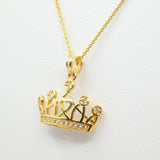 14K Yellow Fancy Heart Crown Necklace - Grace Fine Gold