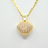 14K Yellow Gold Fancy Heart CZ Necklace - Grace Fine Gold