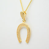 14K Yellow Gold Fancy Horseshoe CZ Pendant - Grace Fine Gold