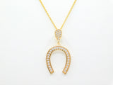 14K Yellow Gold Fancy Horseshoe CZ Pendant - Grace Fine Gold