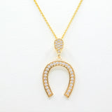 14K Yellow Gold Fancy Horseshoe CZ Pendant - Grace Fine Gold
