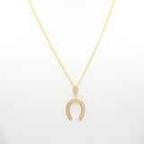 14K Yellow Gold Fancy Horseshoe CZ Pendant - Grace Fine Gold