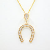 14K Yellow Gold Fancy Horseshoe CZ Pendant - Grace Fine Gold