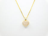 14K Yellow Gold Fancy Heart CZ Necklace - Grace Fine Gold