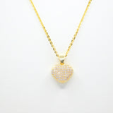 14K Yellow Gold Fancy Heart CZ Necklace - Grace Fine Gold