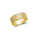 14K Yellow gold  Ladies Fancy Band CZ Ring - Grace Fine Gold